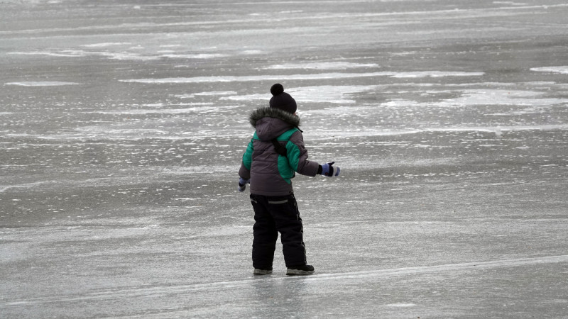 Казахстан: астанчане рискуют здоровьем, гуляя по льду Ботанического сада с детьми