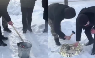 Педагоги Павлодара сожгли флаг и разбили герб во дворе школы: шокирующее видео